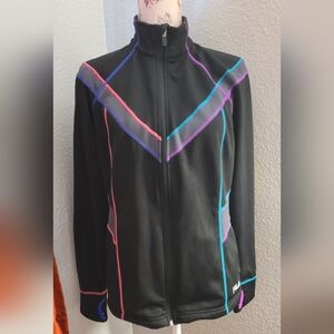 Fila Black Bomber Jacket with Pink, Blue & Purple Piping
